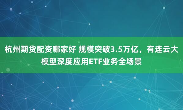 杭州期货配资哪家好 规模突破3.5万亿，有连云大模型深度应用ETF业务全场景